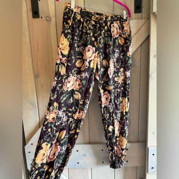 Olivaceous Multicolor Floral Satin Jogger - Picture 1 of 7